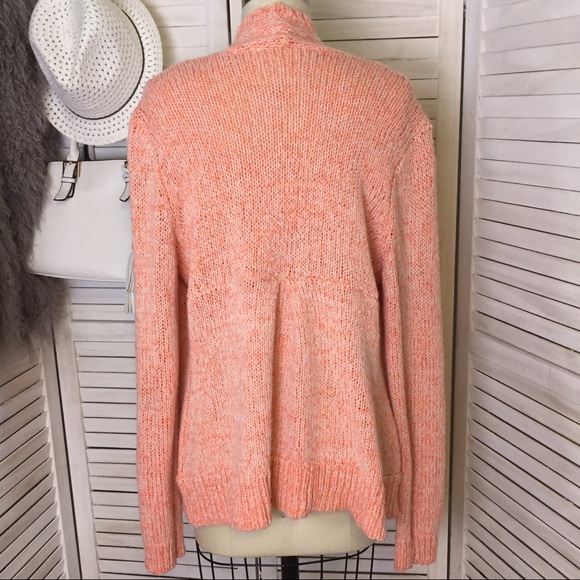 {Anthro} Moth Cream Orange Waterfall Sweater - L - Picture 2 of 8